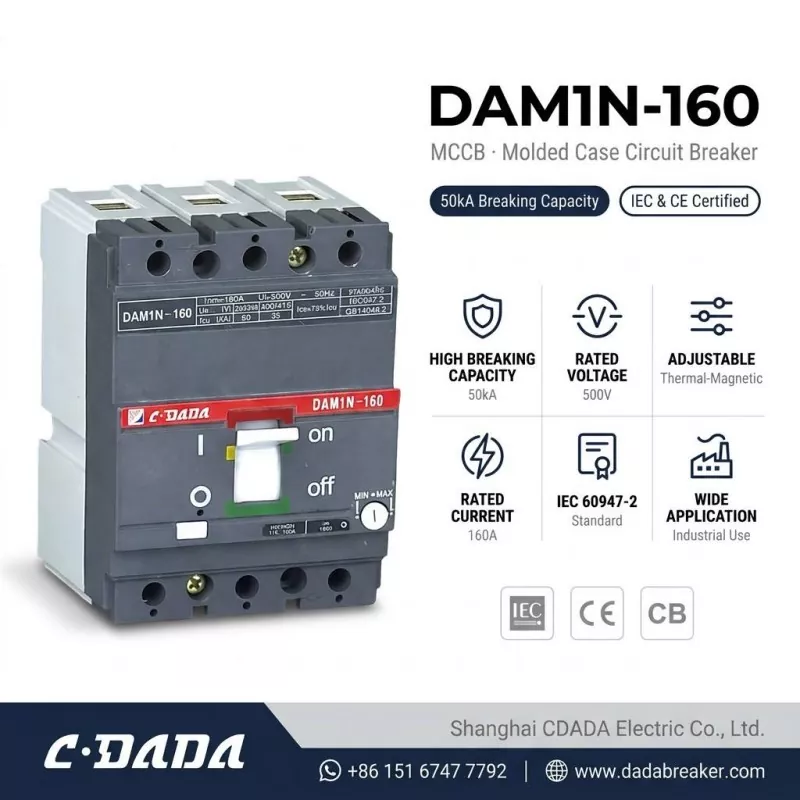 CDADA yuqori quvvatli DAM1N-160 160A MCCB o'chirgichni chiqaradi