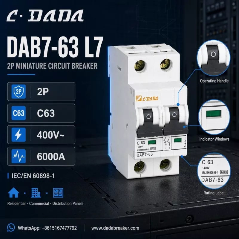 DAB7-63 L7 2P MCB - Tarqatish panellari uchun aniq, ixcham himoya